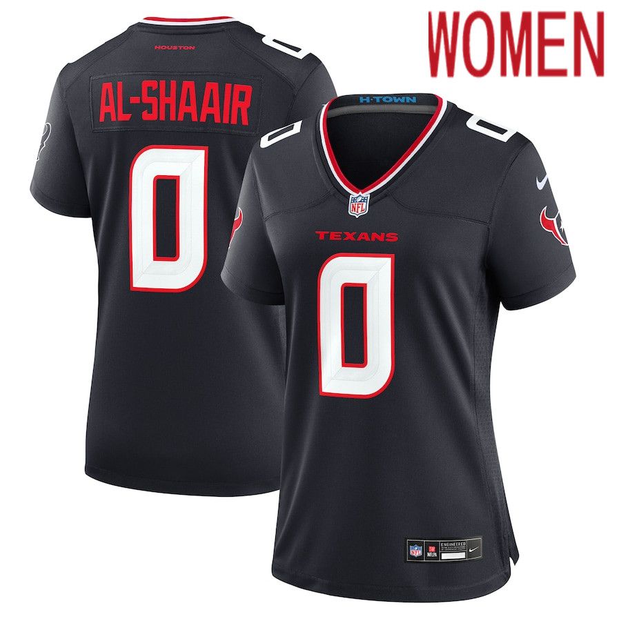 Women Houston Texans 0 Azeez Al-Shaair Nike Navy Team Game NFL Jersey
